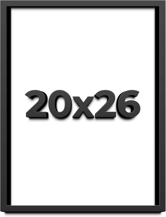 20x26 Shadow Box Black Solid Wood Display Frame with White Acid-Free Backing UV Acrylic & Hanging Hardware - with 3/4" Usable Depth