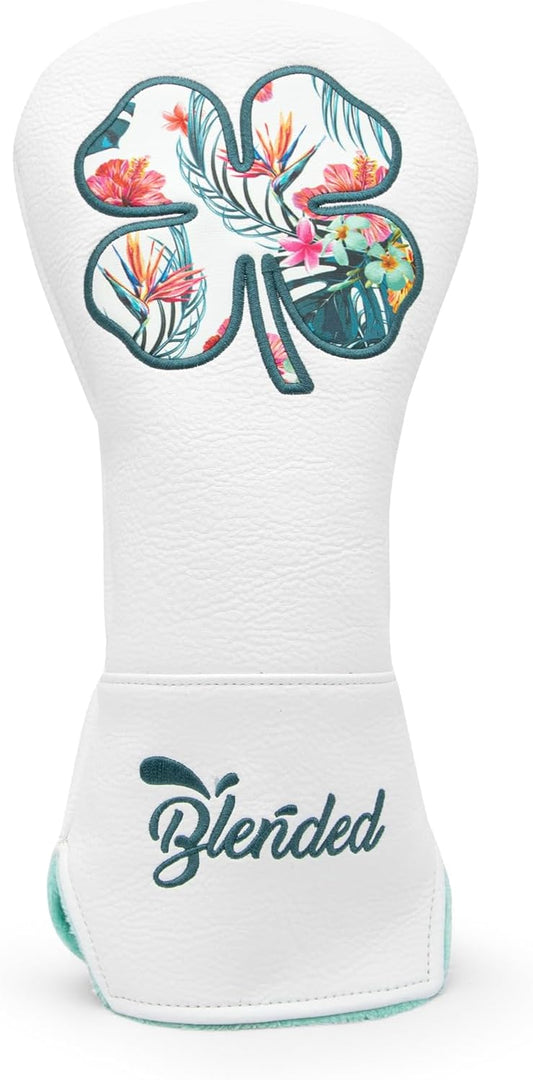 Golf Club Covers White Lucky Clover Golf Head Covers Driver Covers Fariway Wood Headcover Hybrid Covers Leather Golf Headcover with Number Tag for All Brand