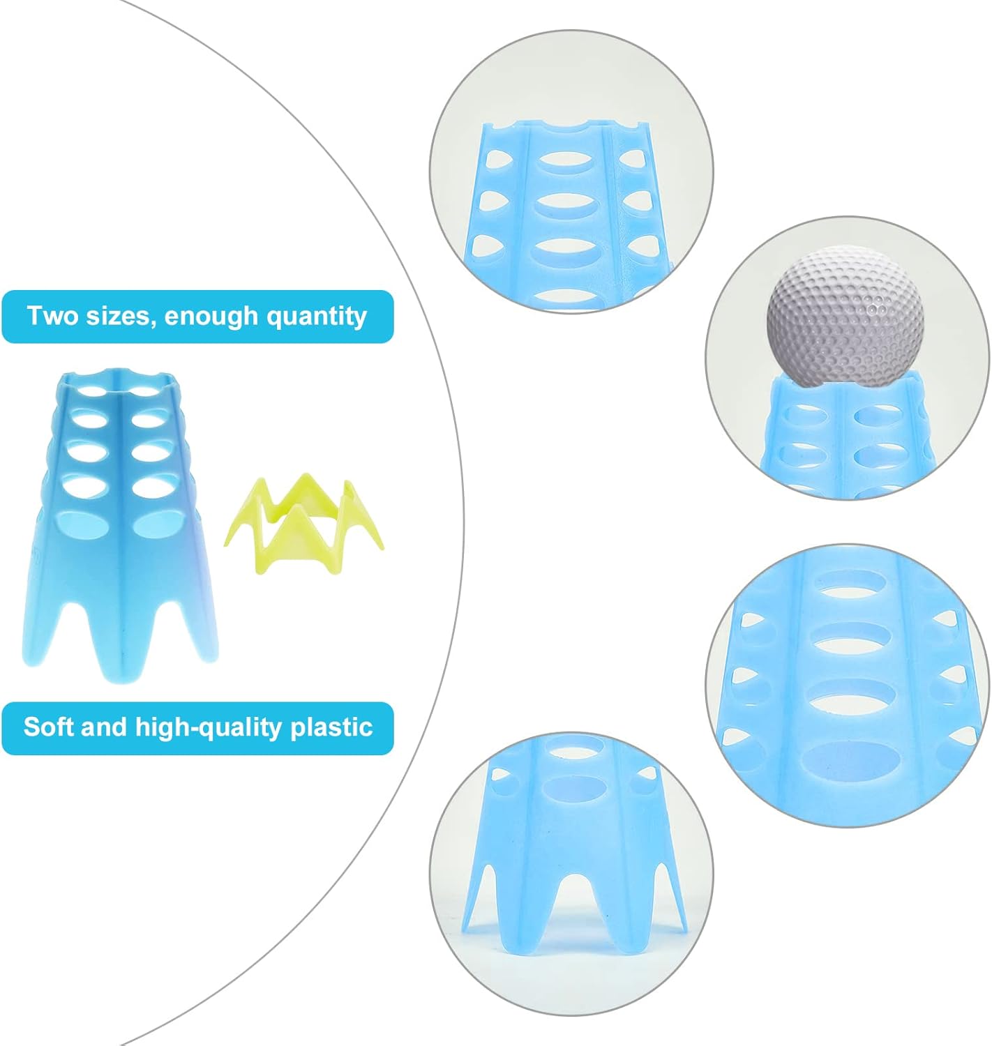 Golf Simulator Tees, Plastic Indoor Golf Mat Tees Practice Turf and Driving Range Winter Golf Tees (18 Pcs)