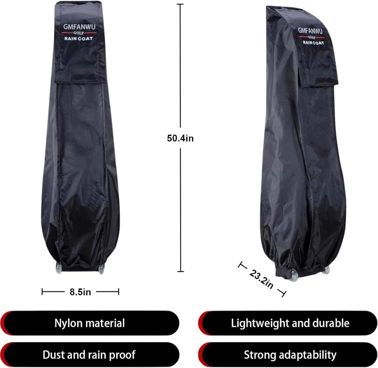 Golf Bag Rain Cover,Durable Dustproof, Travel Waterproof Gear,Golf Bag Rain Hood 50.4" (H) x 8.5" (W) x 23.2" (L)