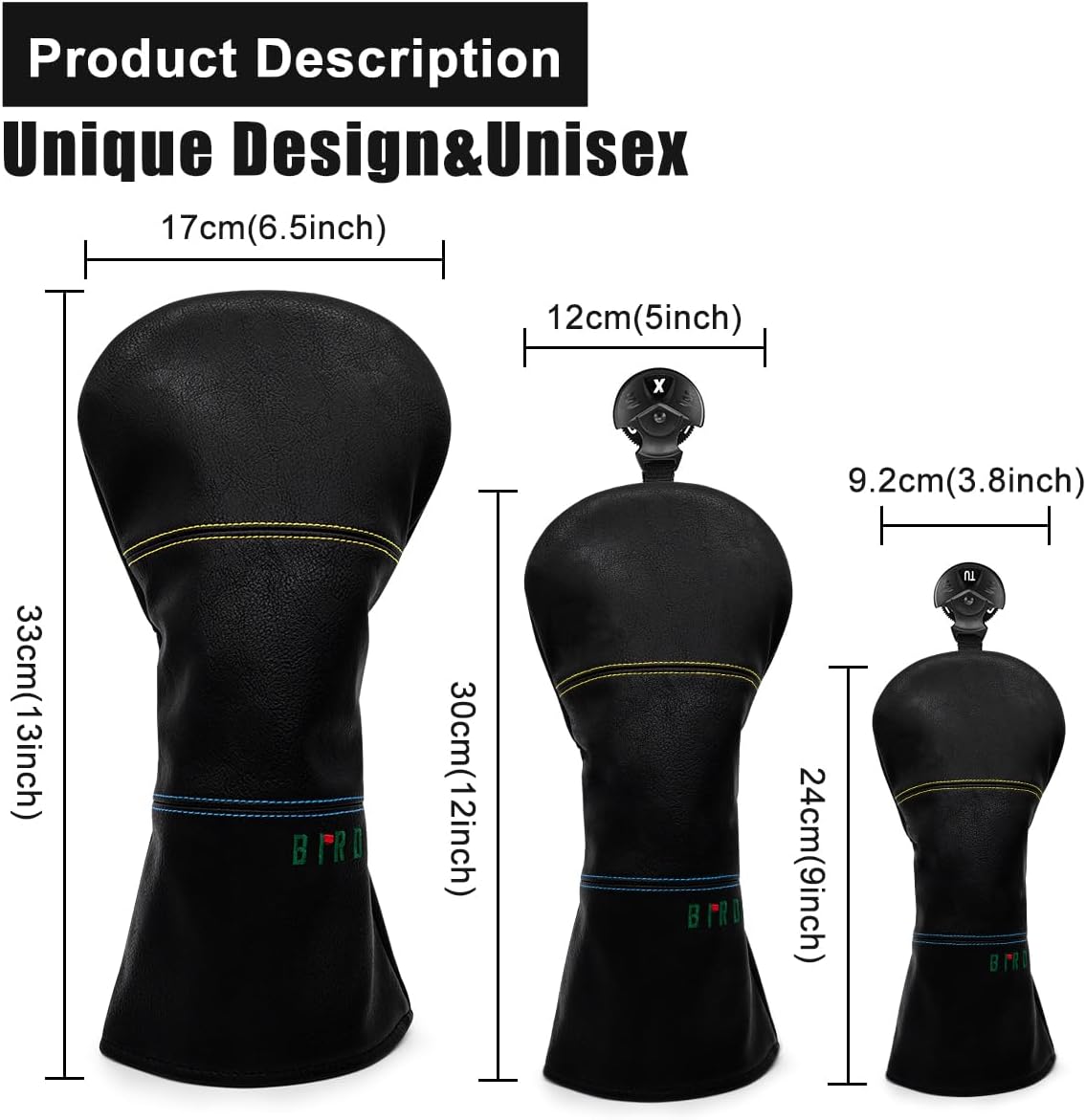 Golf Club Headcover 3 Wood Headcover Birdie Design Magnetic Closure Elegant Embroidery Premium Leather Driver Fairway Wood Hybrid Blade Mallet Putter Cover