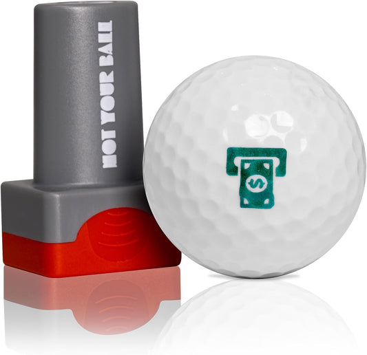 QUBI Golf Ball Stamp, Golf Ball Stamper, Reusable Self-Inking Golf Ball Stamp Marker to Identify Golf Balls, Golf Gifts Golf Accessories for Men and Women Golfers