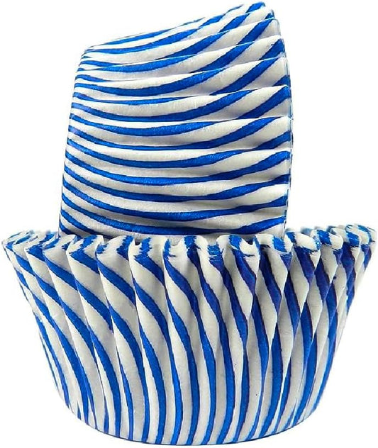 Regency Wraps Greaseproof Professional Grade Baking Cups, Pack of 40, Standard Liners, Blue Pisa Stripe, for Cupcakes, Muffins, Candy, Non Stick