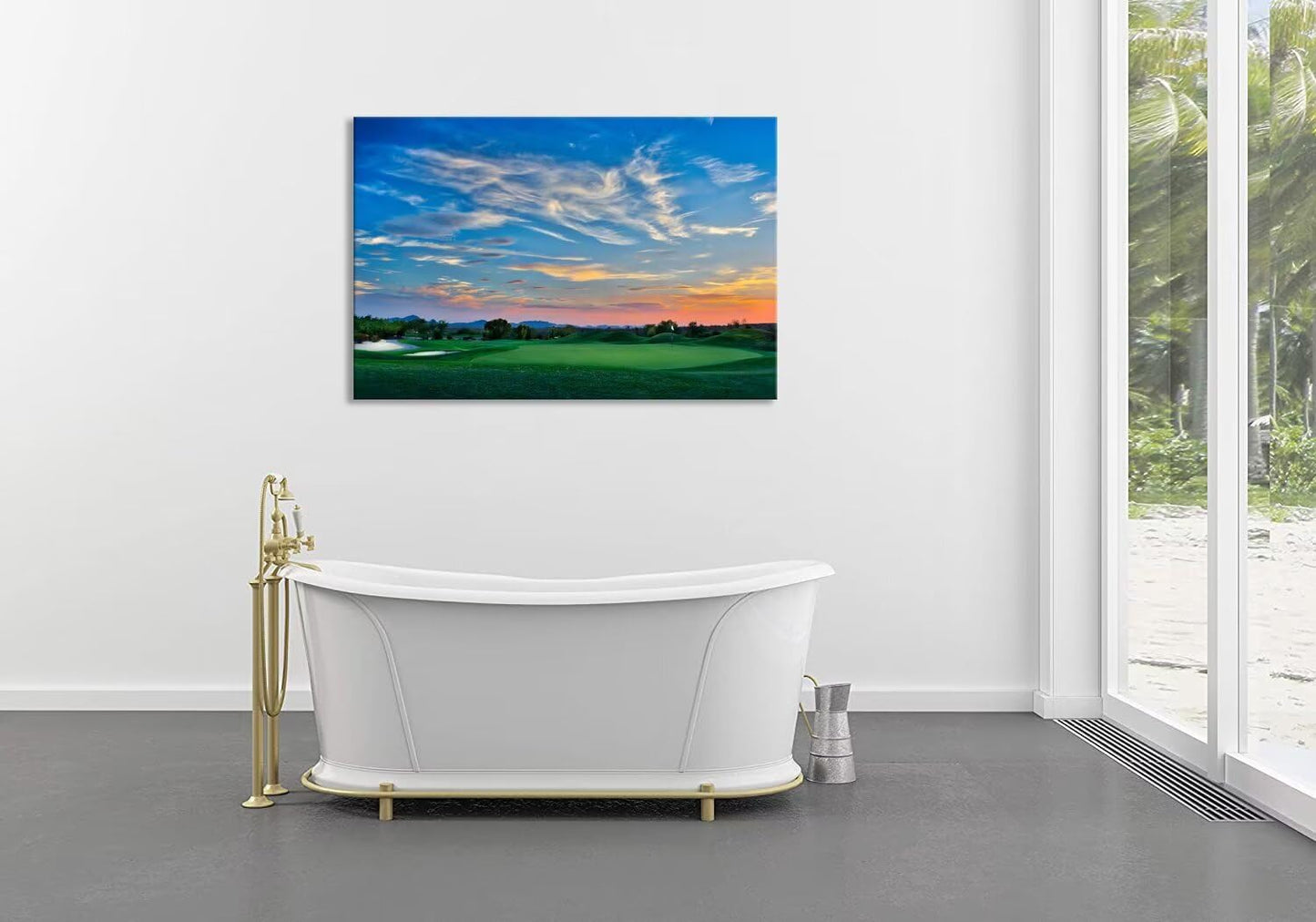 Arizona Scottsdale Golf Course Wall Art for Living Room Bedroom Bathroom Home Decorations Sunset Arizona Scottsdale Landscape Picture Poster Framed Artwork Canvas Prints Ready to Hang(18''H x 24''W)