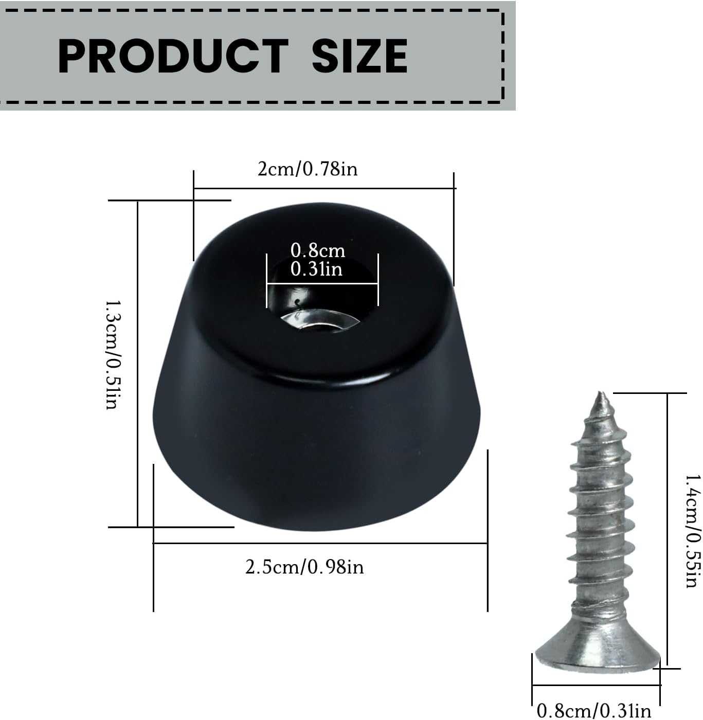 8 Pcs Rubber Bumper Feet, (0.5" H X 1" W) Furniture Table Amplifier Speaker Pads, Round Cutting Board Rubber Feet with Screws, Black Rubber Feet for Amplifier Speaker Cabinet Furniture Cutting Board