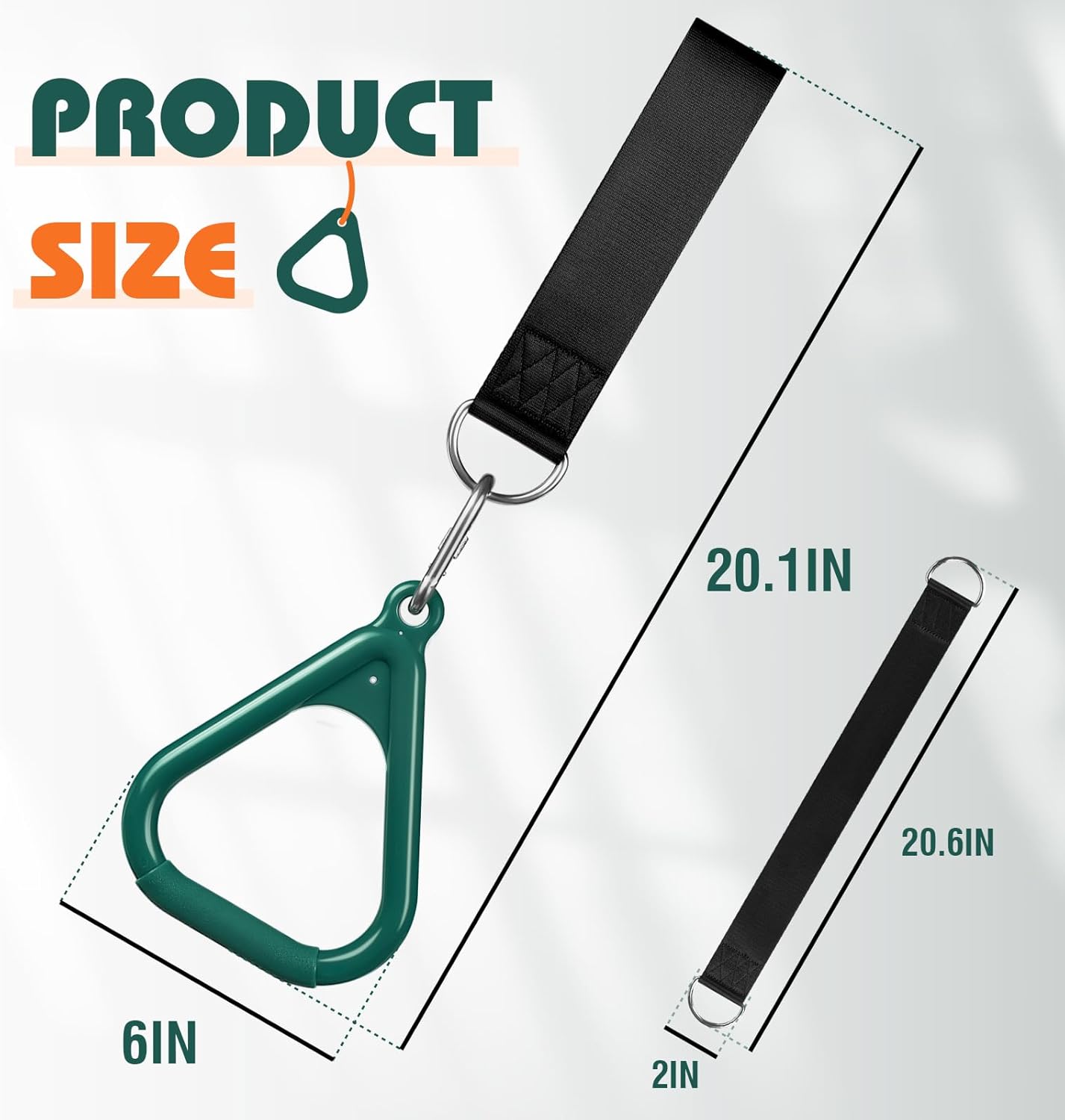 LadyRosian Trapeze Bar Swing Monkey Bars Hanging Ninja Rings Warrior Slackline Obstacle Course Kits for Kid Playground Equipment Accessories (Green)