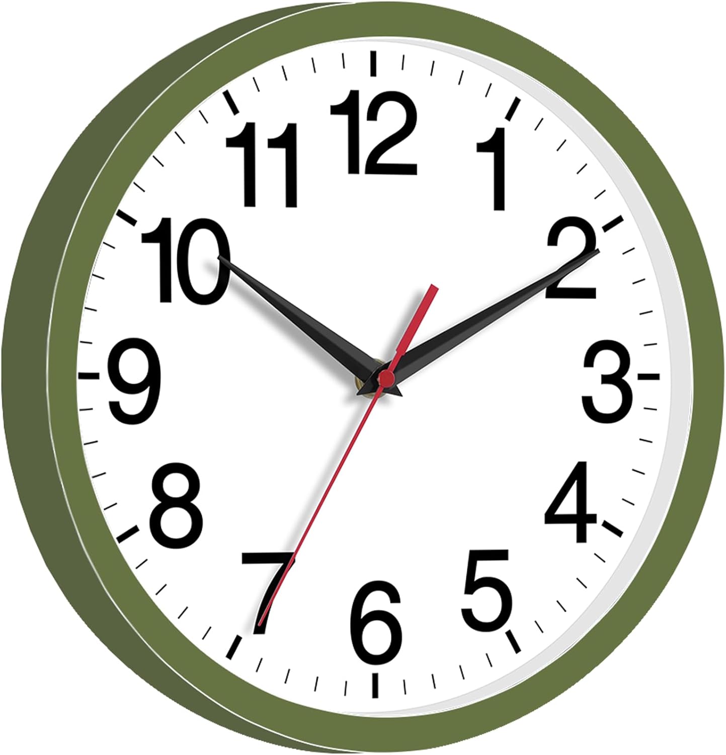 Wall Clock Modern 8 Inch Battery Operated Silent Non Ticking Small Analog Clock Decorative for Bedroom Kitchen Bathroom Office Home (Olive Green)