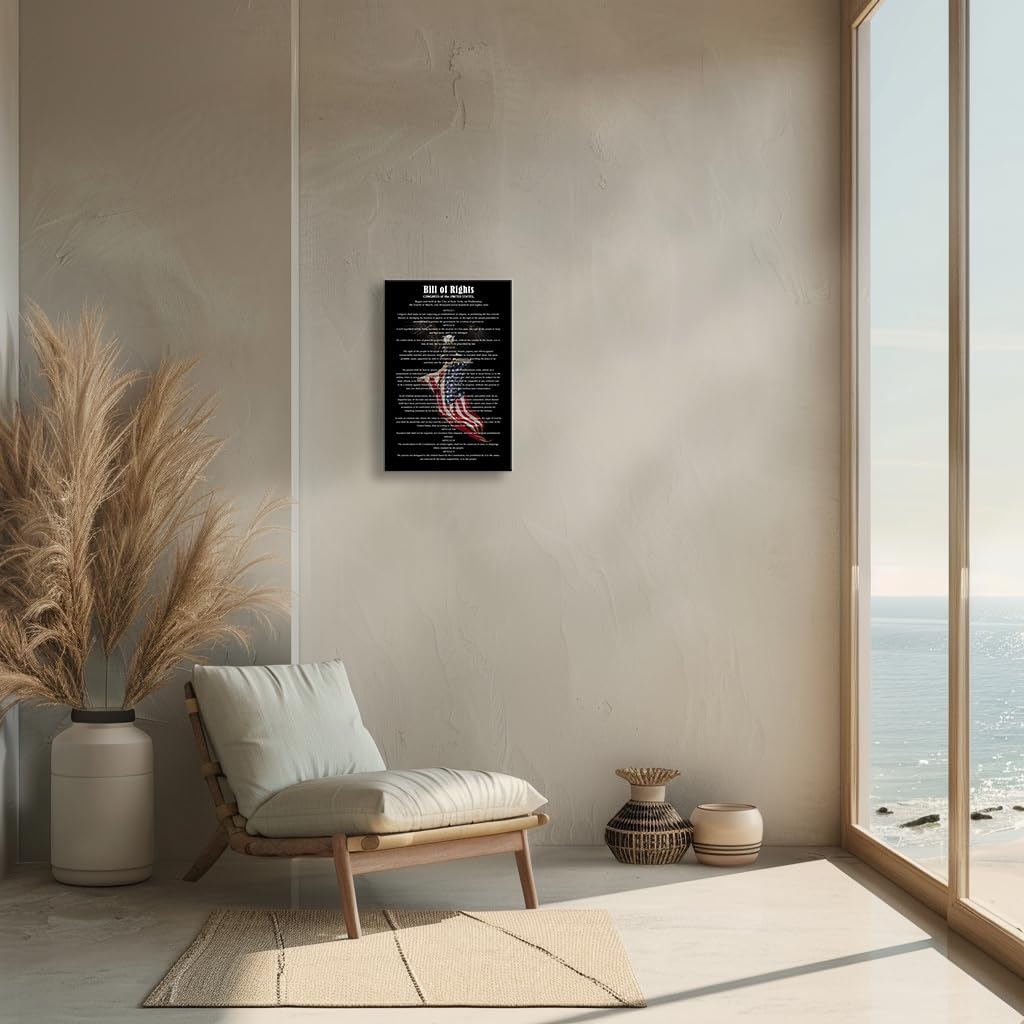 Wallpicss Us Constitution And Bill of Rights Wall Art Quotes Picture Prints Vintage Framed 10 Amendments Us History Posters Office Decor 16x24 inches