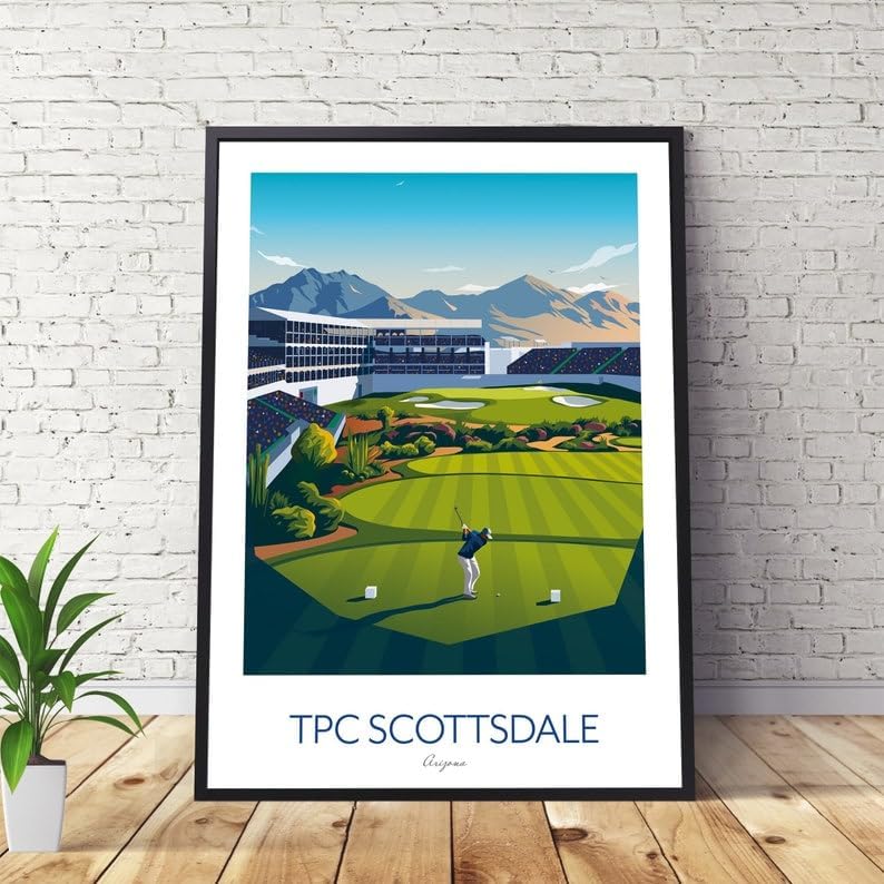 Nationcog TPC Scottsdale Golf Print Arizona - WM Phoenix Open - Stadium Course 16th Hole; TPC Scottsdale Golf Poster; Scottsdale Golf Course Art; Arizona Golf Artwork (Unframed) (20x30)