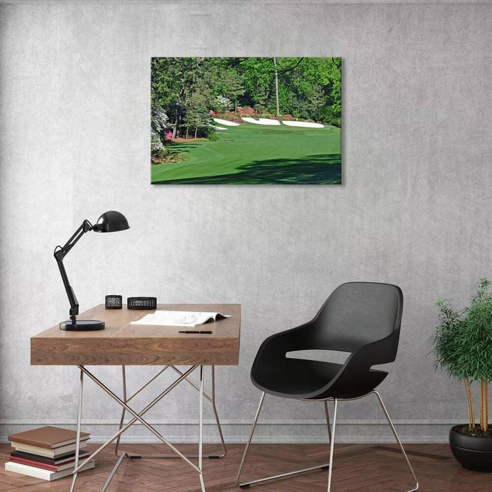 Augusta Golf Course Wall Art for Living Room Bedroom Bathroom Home Decorations Golf Art Golf Course Poster Picture Framed Artwork Canvas Prints Framed Ready to Hang(12''H x 16''W)