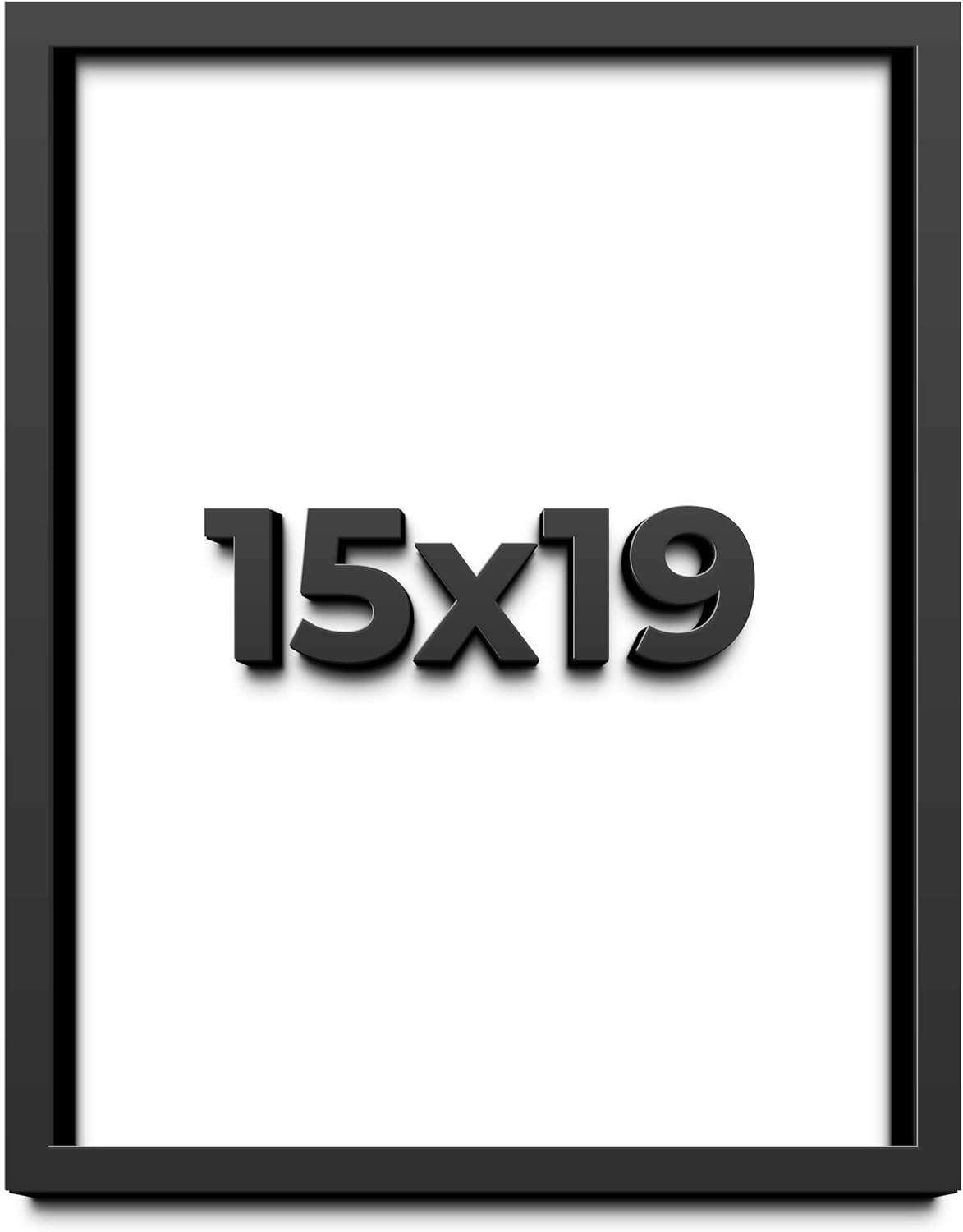 15x19 Shadow Box Black Solid Wood Display Frame with White Acid-Free Backing UV Acrylic & Hanging Hardware - with 3/4" Usable Depth