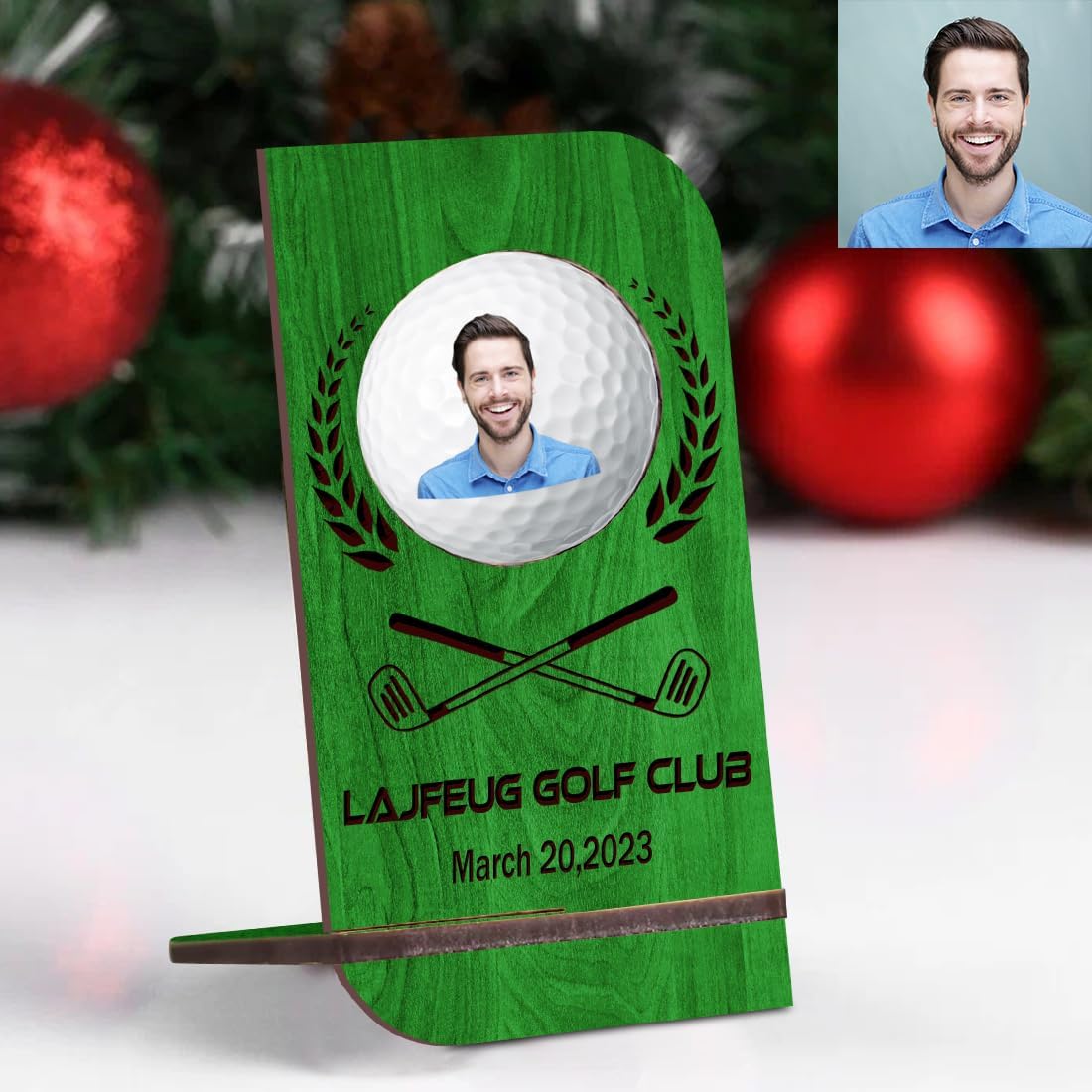 Personalised Golf Ball Holder Frame Custom Photo Name Golf Ball Display Case Wooden Golf Shadow Box Golf Ball Markers Hanger Desk Decor Gift for Men Dad Grandpa Family (Golf Ball Display Holder - 1)