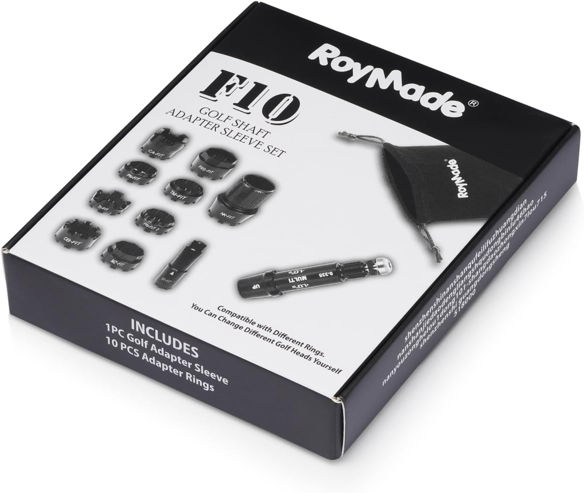 Golf Shaft All Fit Adapter Sleeve with 10pcs Rings Compatible with Titleist/Taylormade/Callaway/Ping/Cobra/Mizuno/PXG/Nike/Srixon Right Hand Golf Heads Change Different Golf Heads by Yourself