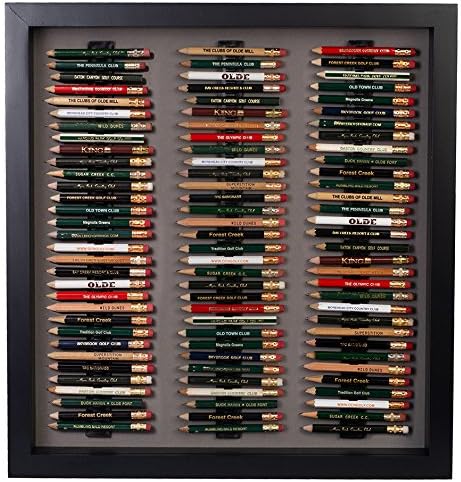 Eureka Golf Pencil Display Case with Acrylic Cover | Holds 96 Round or Hexagonal Pencils | Black/Gray | USA Made
