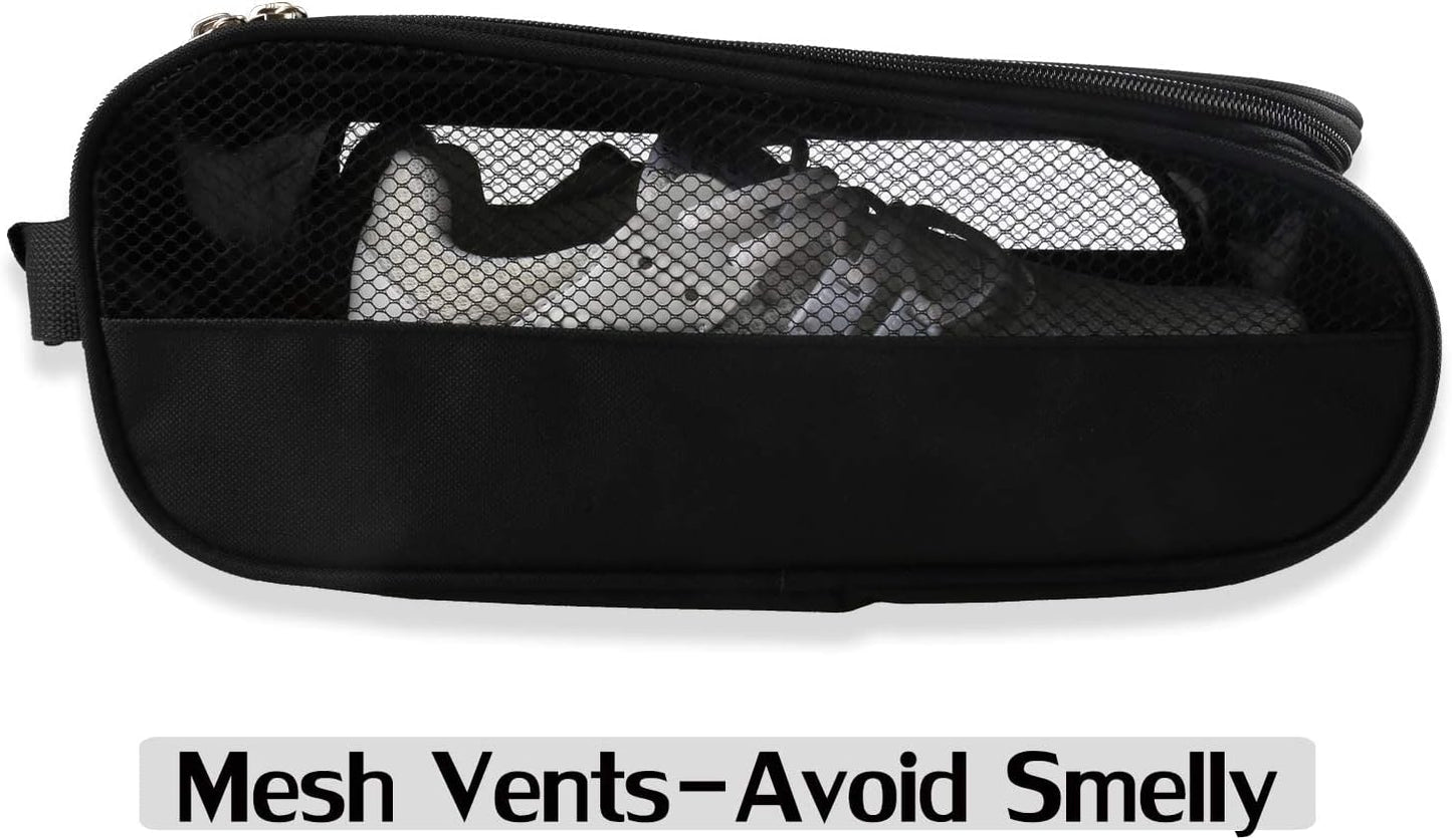Outdoor Golf Shoes Bags Travel Shoes Bags Zippered Sport Shoes Bag (Black)