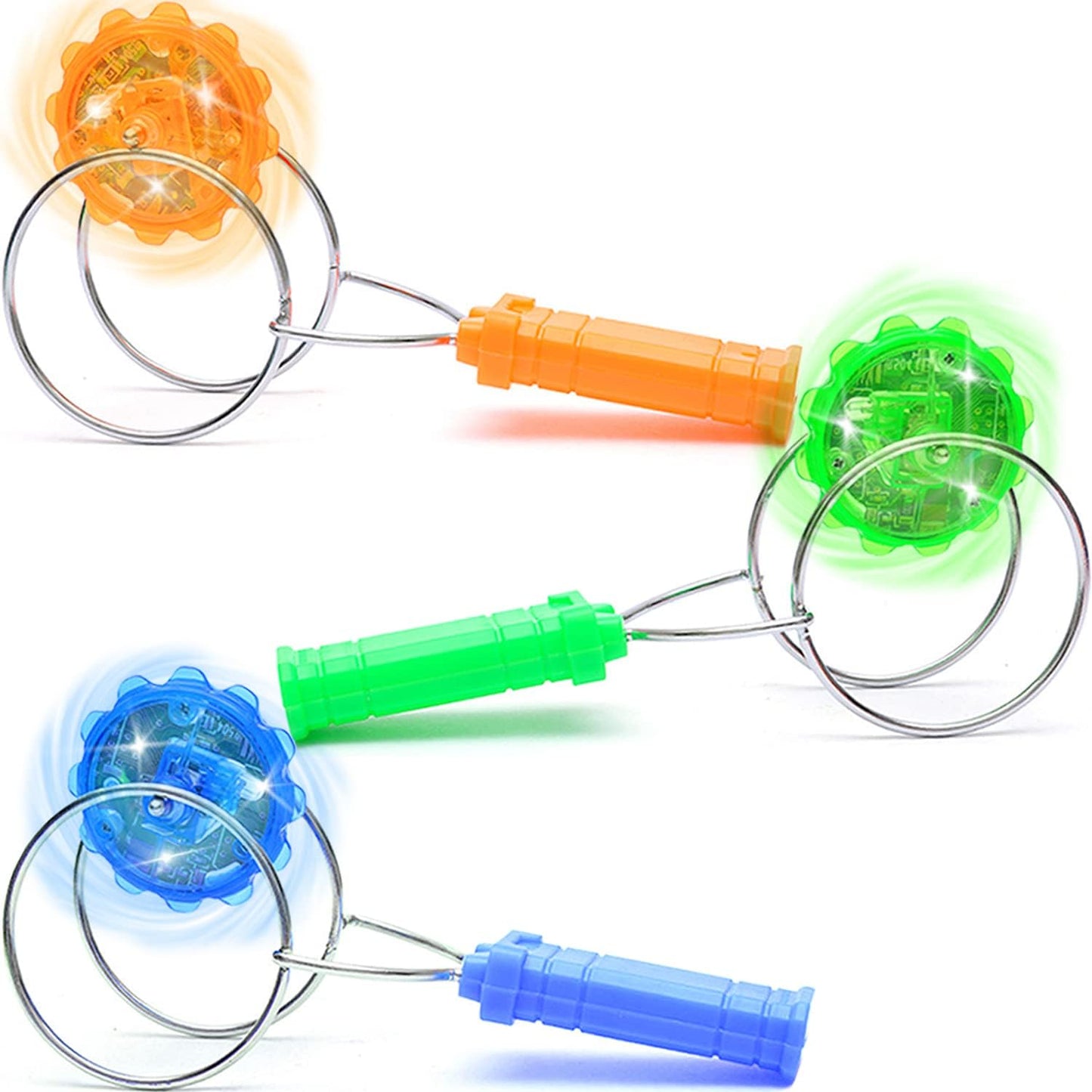 Jishi Light Up Gyro Wheel 3pk Magic Rail Twirler Toy Gifts for Kids Stocking Stuffers for Boys 8-12, Magnetic Yoyo Spinner Sensory Fidget Toys for Kids Ages 3-5 4-8-12 Year Old Boys Girls Teens Adults