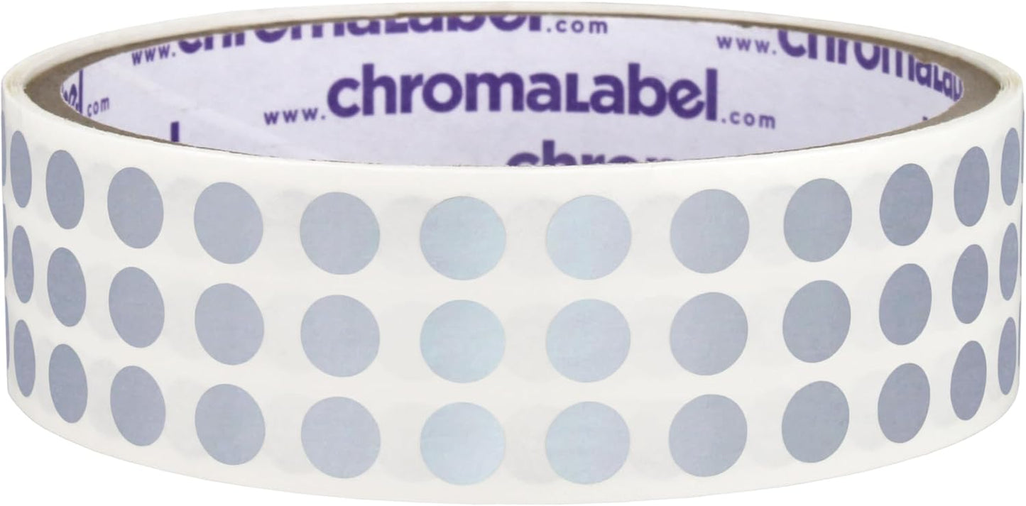 ChromaLabel 1/4 Inch Circle Sticker Labels, High Visibility Permanent Colored Dot Stickers, Round Color Coding Labels - 1000 Sticky Dots per Roll, Metallic Silver Stickers