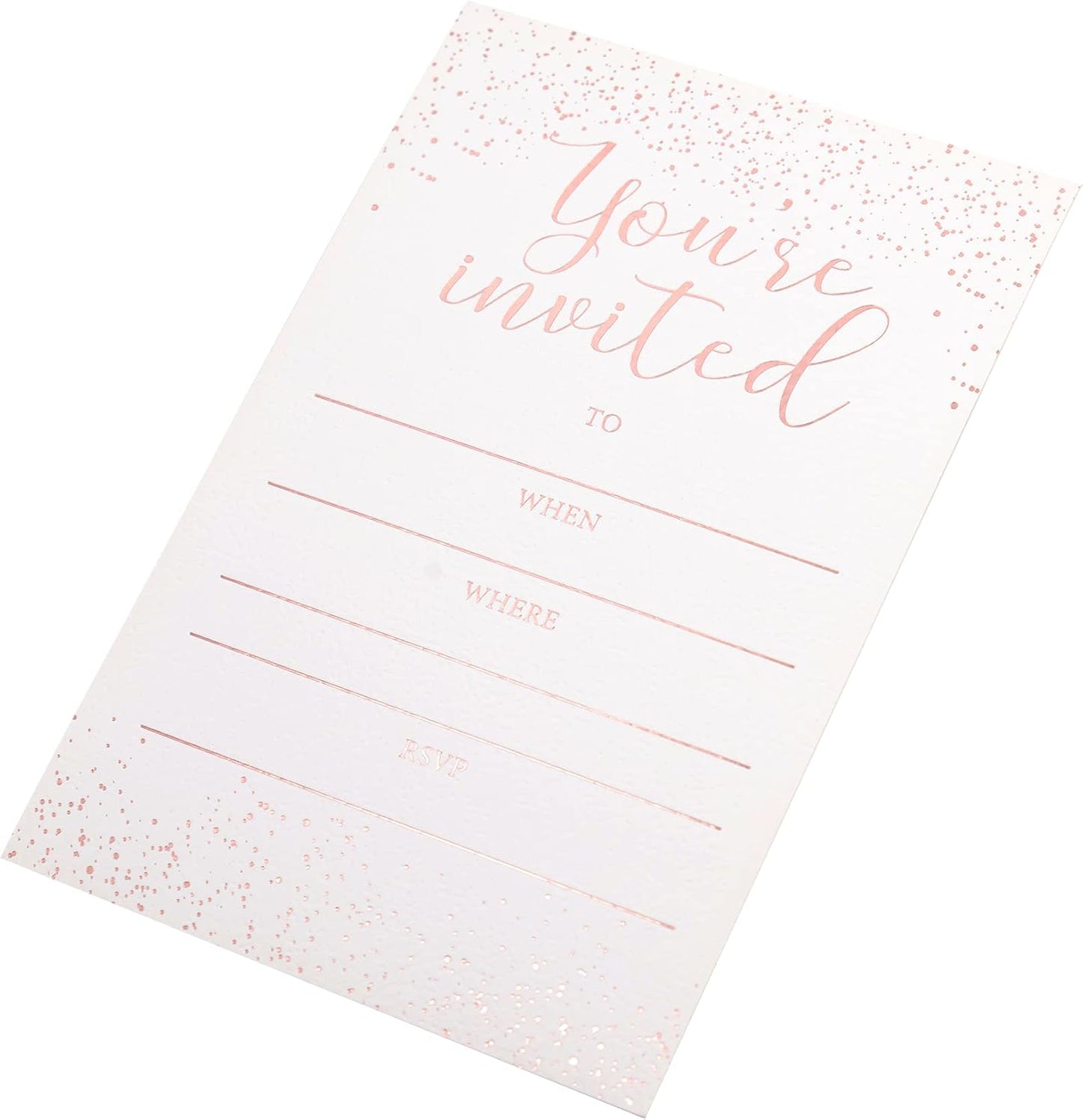 Invitation Cards - 50-Count 4" x 6" White Invitation Cards ‘’You Are Invited’’ in Rose Gold Foil with 52 Foil Kraft Envelopes – Invitation Cards For Wedding, Bridal Shower, Baby Shower, Birthday (50 Pack)