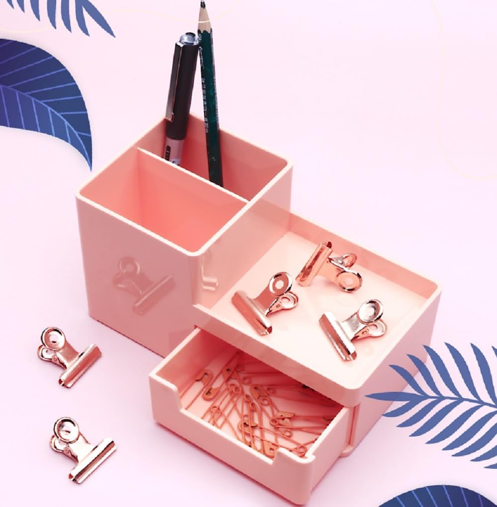 10 Pack Bulldog Clips with 10 Push-pins, Paper File Clips with Strong Spring, Large Metal Binder Clips, Seal Clamps for Coffee Tea Food Bags(Rose Gold,2.5inch)