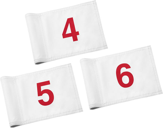 KINGTOP Numbered Golf Flag All 8x6 Inch – Upgraded Dual-Layer 420D Nylon, Double Sided Printing, Tube Inserted – Mini Practice Putting Green Flags for Yard