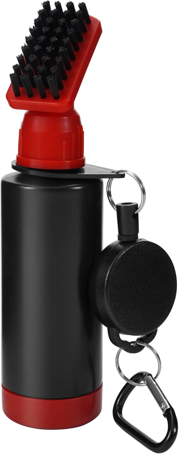 Yoport® Golf Club Brush and Club Groove Cleaner 2 Ft Retractable Zip-line Aluminum Carabiner, Lightweight and Stylish, Ergonomic Design, Easily Attaches to Golf Bag