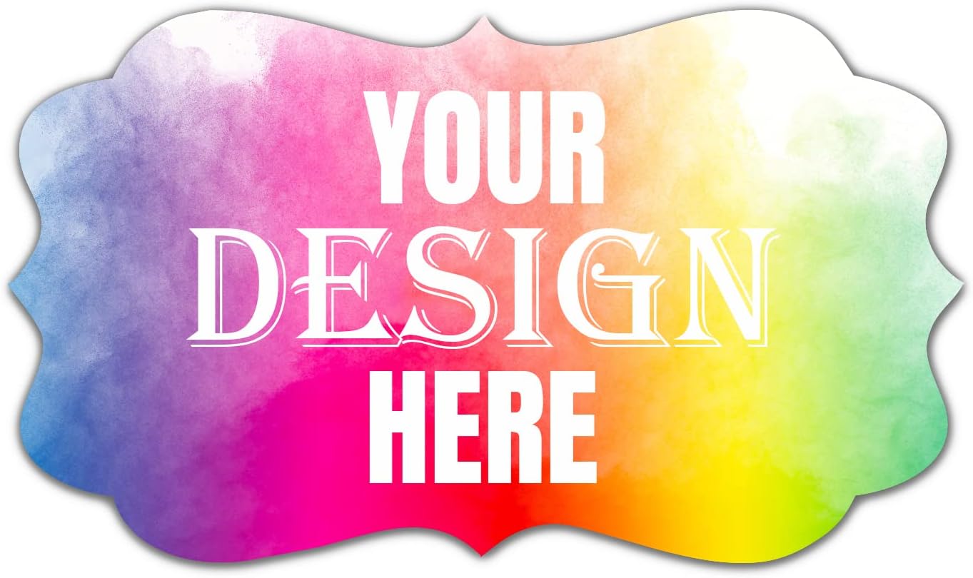 Custom Personalized Labels - 100-500 Stickers With Any Image, Logo, and Text for Business, Thank You Labels (Fancy Frame, 3x1 Inch)