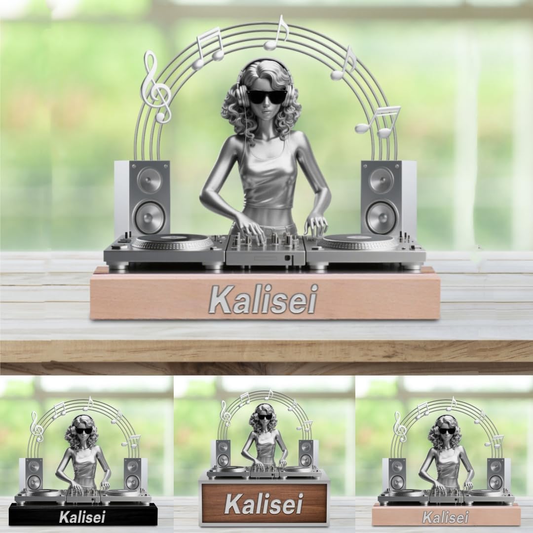 Custom DJ Name Desk Sign Personalized Acrylic DJ Desk Ornament Music Studio Decor Plaque Disc Player Hip-hop Singer Figurine Trinket Music Lovers Gift for Men Women