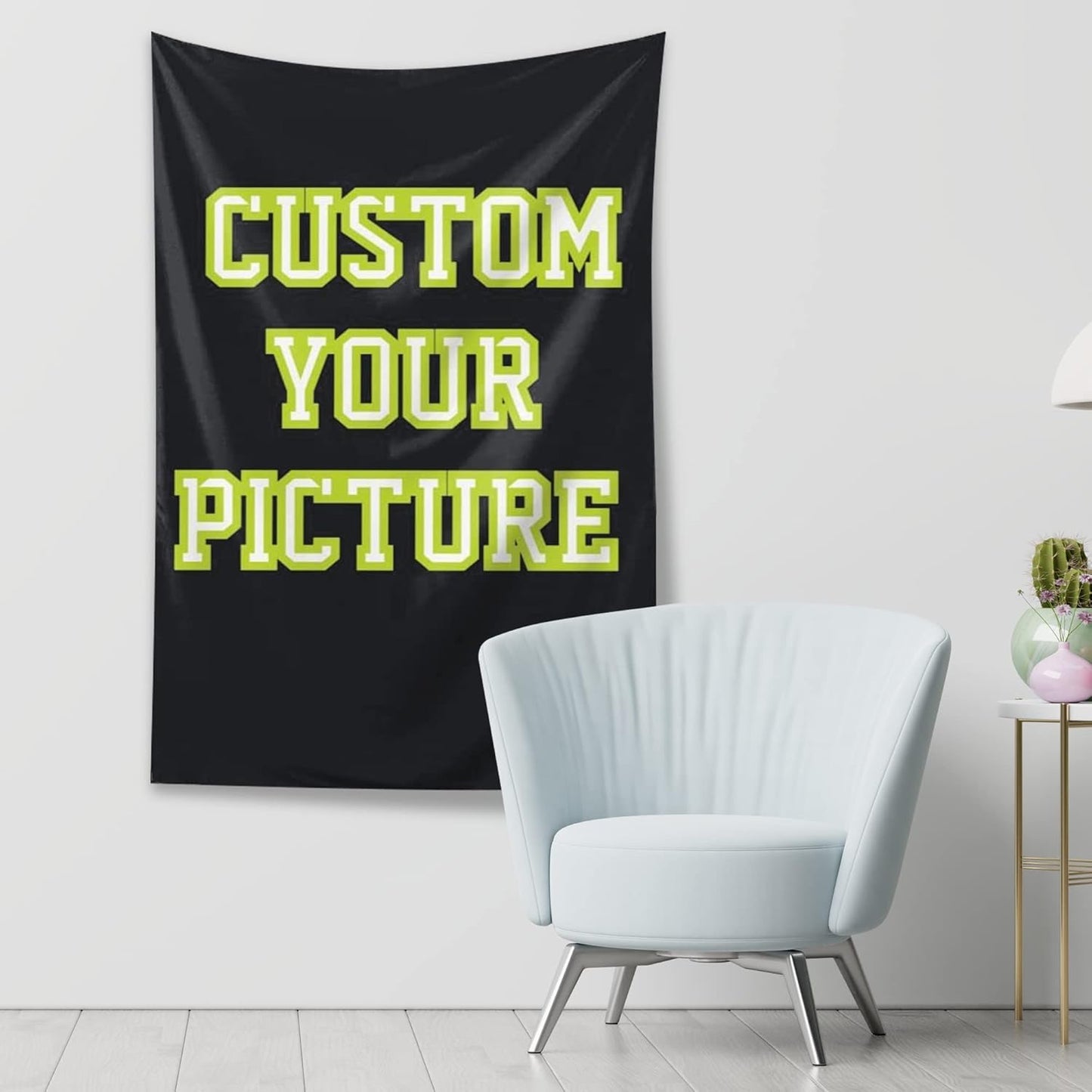 JINJUREN Custom Tapestry Upload Images Personalized Custom Tapestry Customized Backdrop Banner Print Any of Your Design Photo/Text/Logo, white, 60*90 inch Vertical