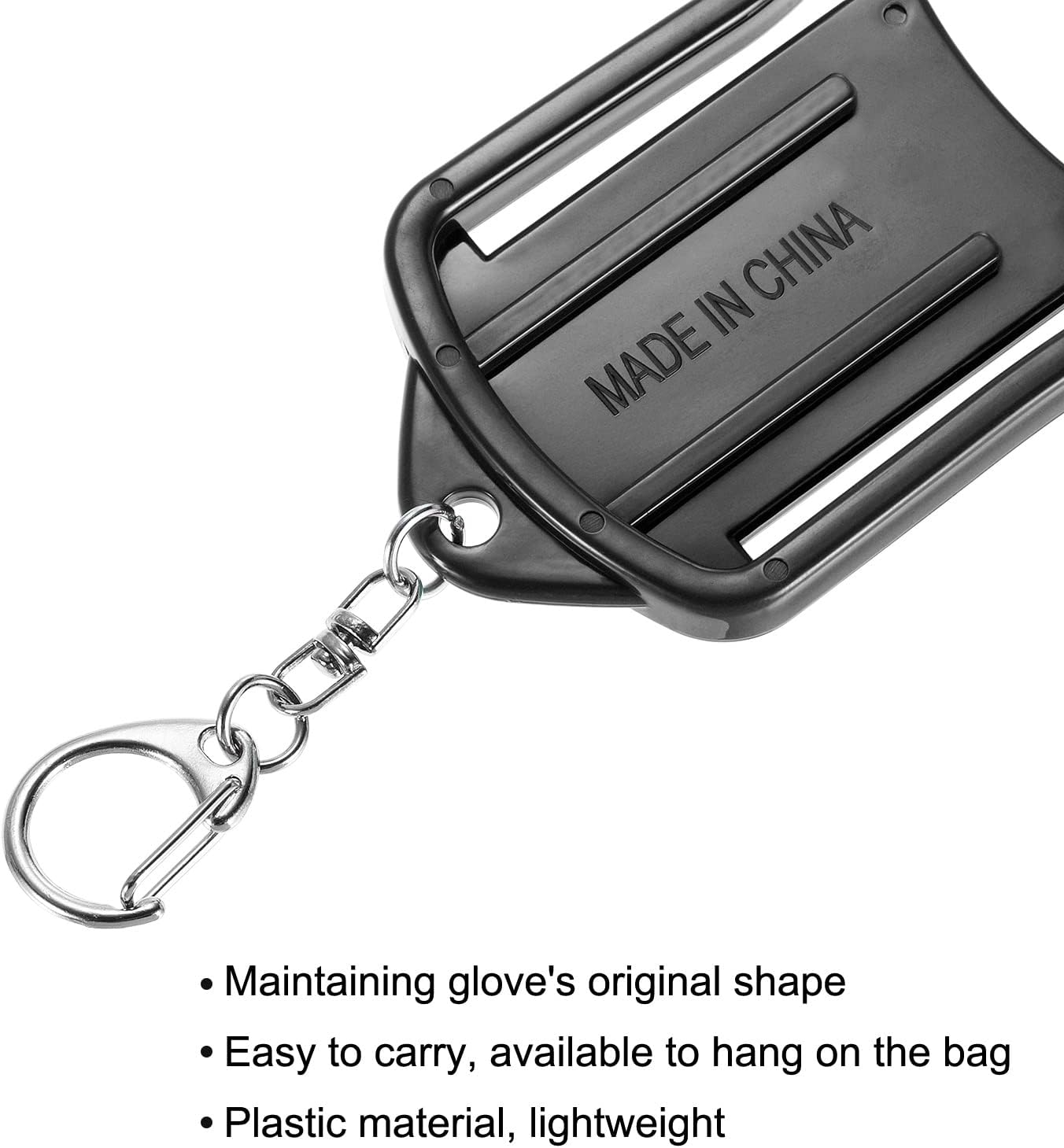 PATIKIL Golf Gloves Stretcher, 2 Pack Plastic Keeper Support Rack Holder Dryer Hanger Frame with Keychain Hook for Sports Gloves Maintenance, Black L Size