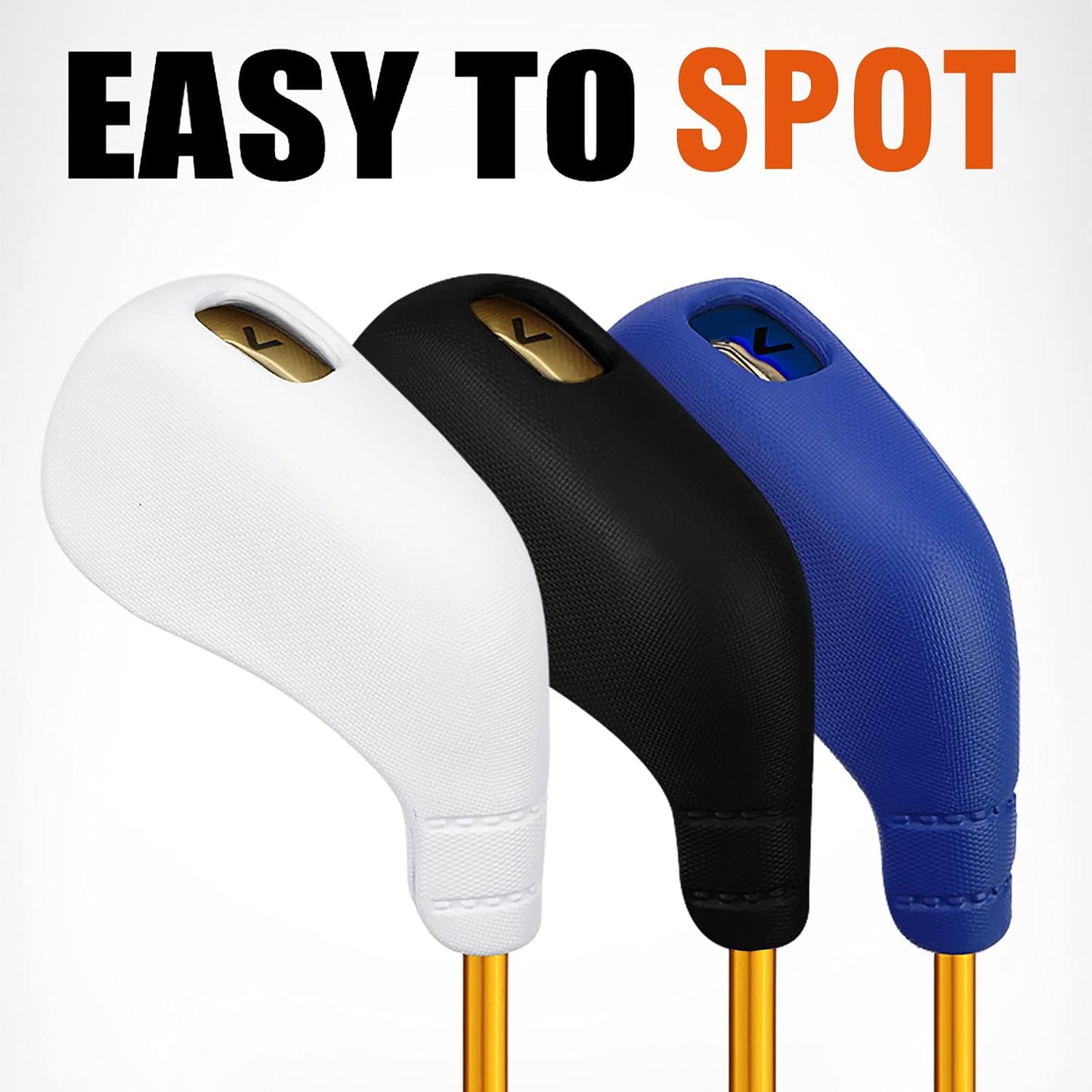 PGM Golf Club Covers, 10pcs Protective Washable Golf Iron Head Covers Set with Number Opening, Easy On and Off, Fits Right Handed Brands