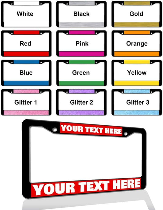 Custom License Plate Frame, Personalized Your Own Text, Vanity, Auto Car Front Tag Sign Metal US License Plate Holder Frame 2 Holes (Multi Frame)