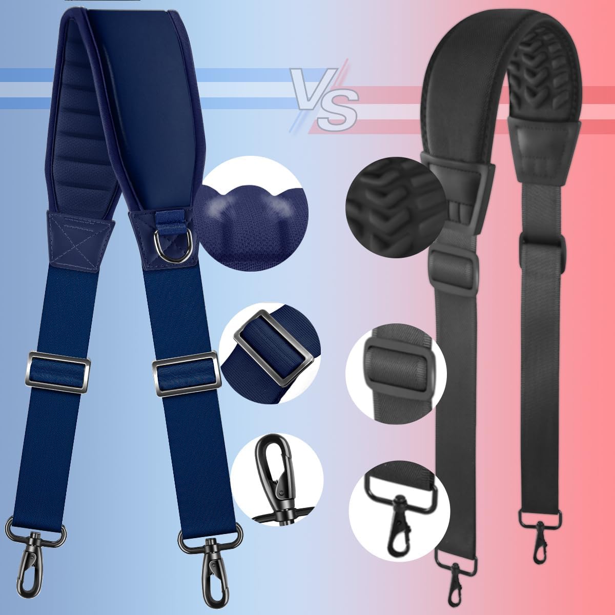 ZINZ Fixed Pad Bag Strap 60 inch Belt with Cushion Breathable Pad,Durable Strap with Double Adjustable Buckle and Metal Hooks