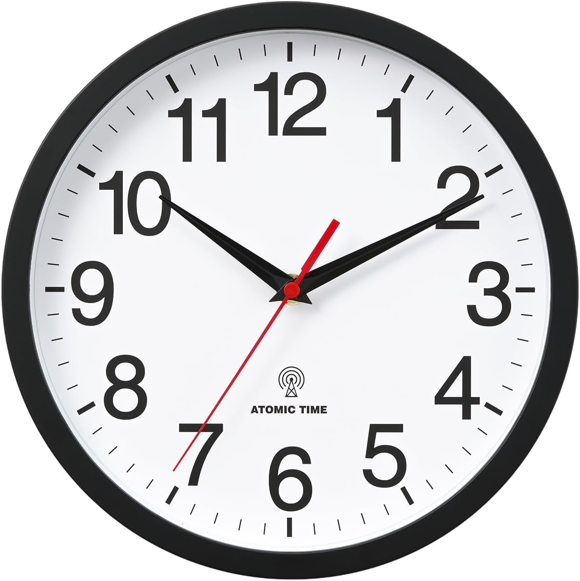 Atomic Wall Clock, Modern 10 Inch Battery Operated Wall Clocks, Analog Clock for Living Room, Office, Home, Bedroom, Kitchen, Bathroom(Black)