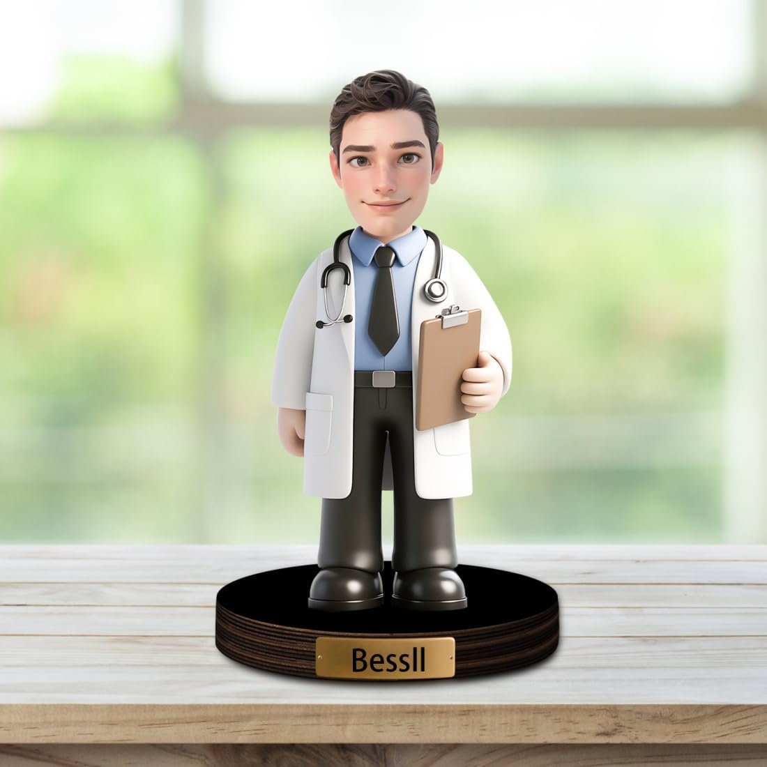 Personalized Cartoon Doctor Sculpture Ornament Sign Custom Men Doctor Office Decor Plaque Funny Doctors Portrait Desktop Figurine Name Desk Plaque Gift for Man Doctor Xmas Birthday,01
