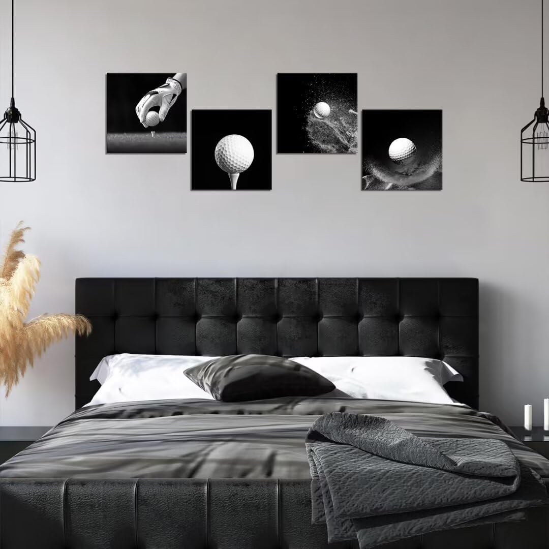 Pankila Golf Ball Wall Art for Office Living Room Bedroom Golf Pictures Canvas Prints California Golf Wall Decor Home Decorations Painting Framed Artwork Ready to Hang (24''W x 24''H x 4)