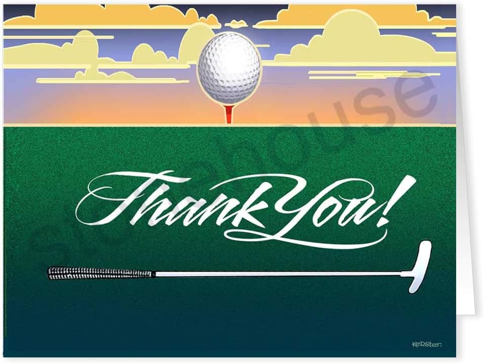 Stonehouse Collection Golf Thank You Cards - 12 Boxed Golf Themed Cards & Envelopes, 3 Fun Designs