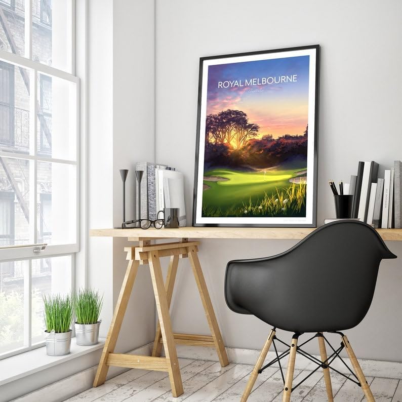 Nationcog Royal Melbourne Golf Poster, Australia- The West Course 5th Hole, Royal Melbourne Golf Course Poster, Australia Golf Art, Vintage Golf Print (Unframed) (9x11)