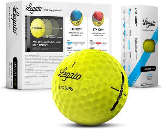 Legato Golf Balls LTX3085 | Maximized Distance with Soft Feel | 3 Piece | Urethane Cover | 85 Compression