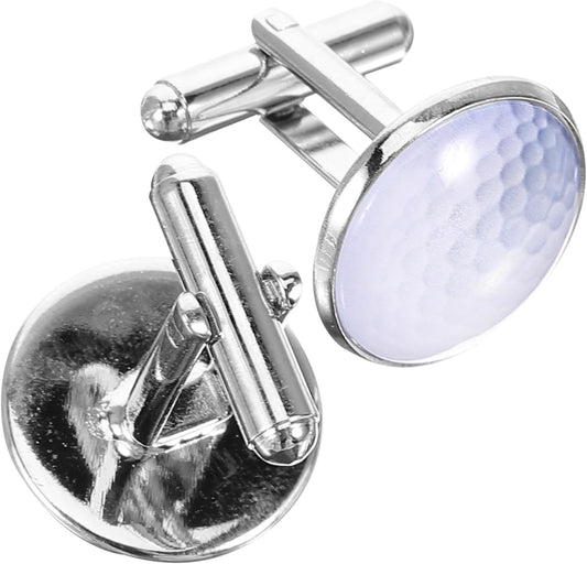 Golf Ball Cufflinks for Men and Women Silver Metal and Crystal Glass Shirt Studs Unique Suit Buttons Accessory Elegant Small Cuff Links for Business Wedding and Formal Shirts Idea