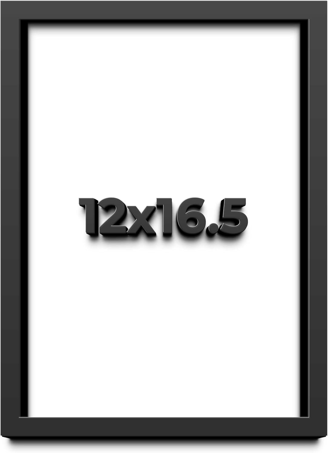 12x16.5 Shadow Box Black Solid Wood Display Frame with White Acid-Free Backing UV Acrylic & Hanging Hardware - with 3/4" Usable Depth