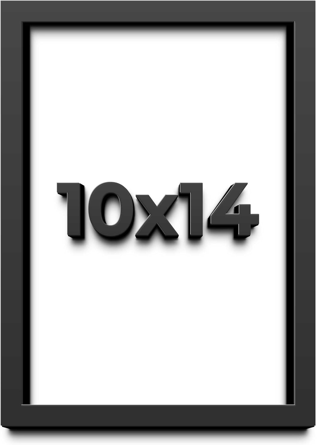 10x14 Shadow Box Black Solid Wood Display Frame with White Acid-Free Backing UV Acrylic & Hanging Hardware - with 3/4" Usable Depth