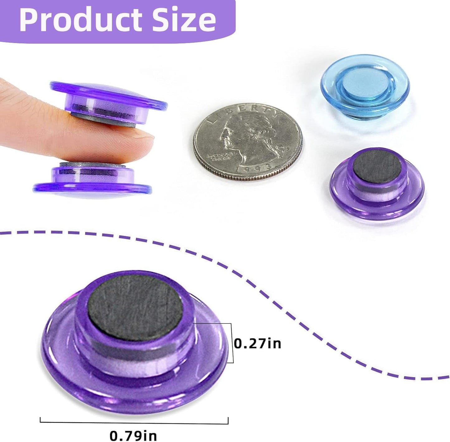 Qualsen Magnets for Whiteboard 50 Pcs, Round Fridge Magnets for Dry Board Decorative, Teacher Supplies for School, Classroom, Home, Office, Locker (5 Colors)