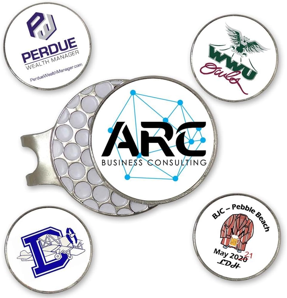 Indiana Metal Craft Golf Ball Marker Magnetic Hat Clip with Personalized Photo or Logo (1 x 1.25 Inches)
