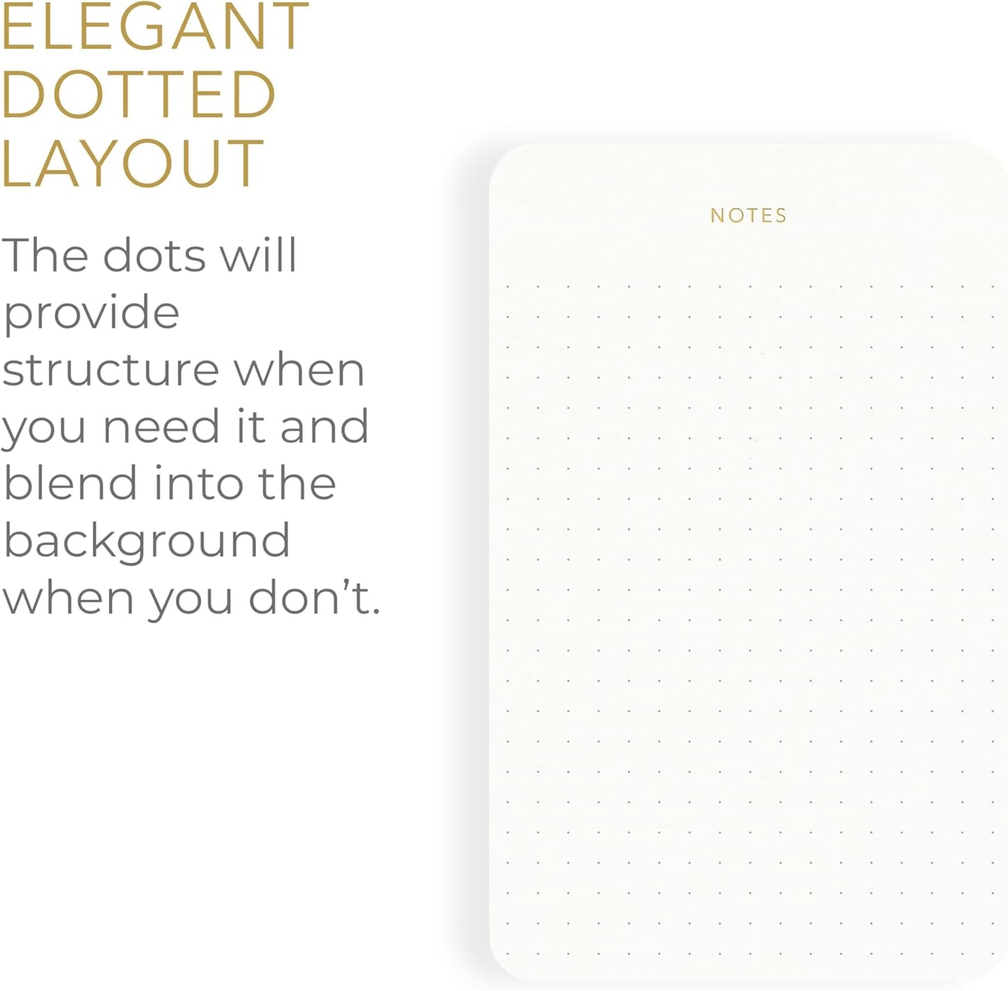 Elegant Desk Notepads for Professionals, Executive's Memo Pads, Minimalist, Gold Foiled, Dotted Layout, 5 Pack, 375 Sheets Total (75 Each), 6.3" x 3.9”, 80 GSM, Eco-friendly, FSC™ Certified