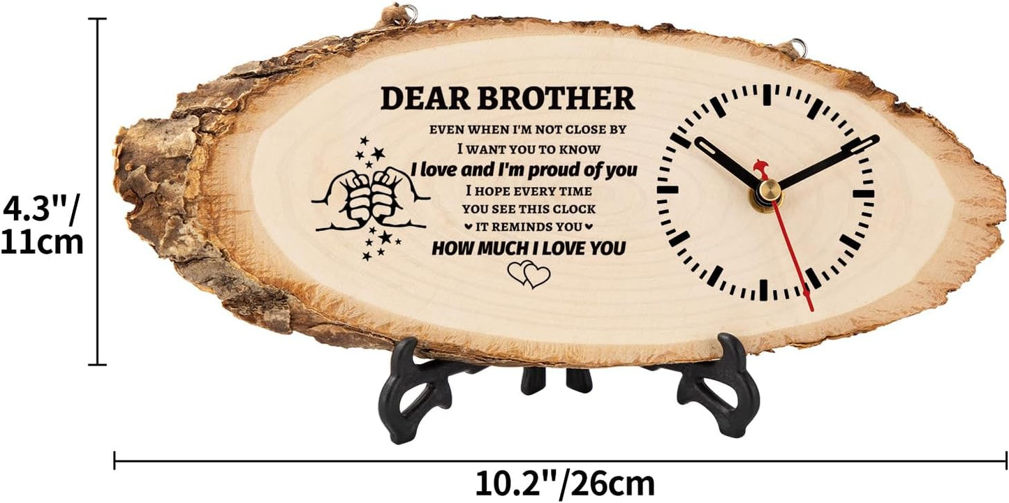 BeauGift Gifts for Brother, Christmas Wooden Clock Gift for Brothers from Sister Men Friend,Brothers Christmas Birthday Present for Brother in Law to My Brother