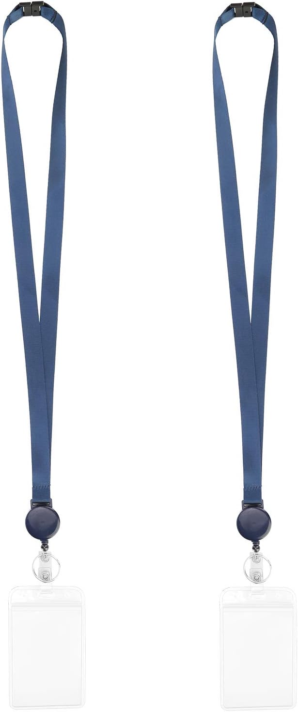 YOUOWO Retractable Badge Holder with Lanyard,Breakaway Safety Lanyards with id Badge Holders Vertical,Retractable id Badge with Clip,Punched Zipper Waterproof,Pack of 2