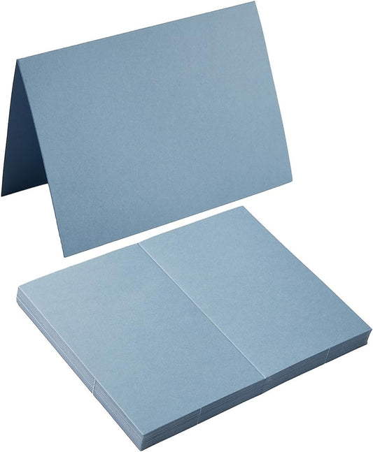 50 Pack Blank Cards Folded Cardstock Thank You Blank Greeting Cards for Invitations, Wedding, Greeting Cards, All Occasion DIY (Dusty Blue, 4x6)