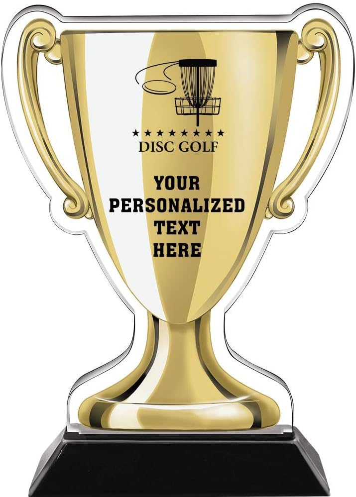 Crown Awards 7" Disc Golf Gold Cup Trophies, Custom Disc Golf Acrylic Cup Trophy