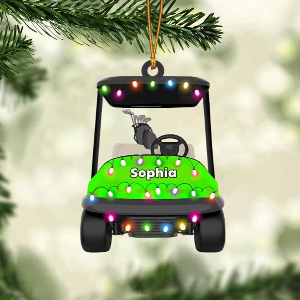 Personalized Golf Car Christmas Ornament, Christmas Ornament, Golf Cart Family, Golf Ornament, Golf Cart Ornament, Golf Christmas Ornaments, Golf Ornaments for Christmas Tree Gift for Golf Lovers/4