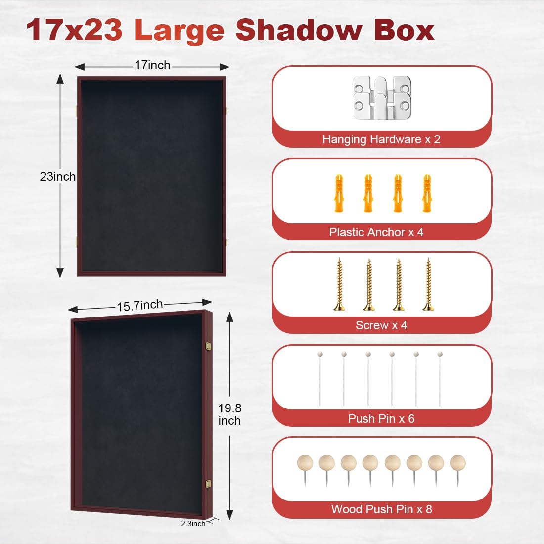 Graduation Shadow Box 17x23 Inch - Large Deep Display Frame for Cap, Gown, Diploma & Awards - College University Keepsake Memory Box in Mahogany